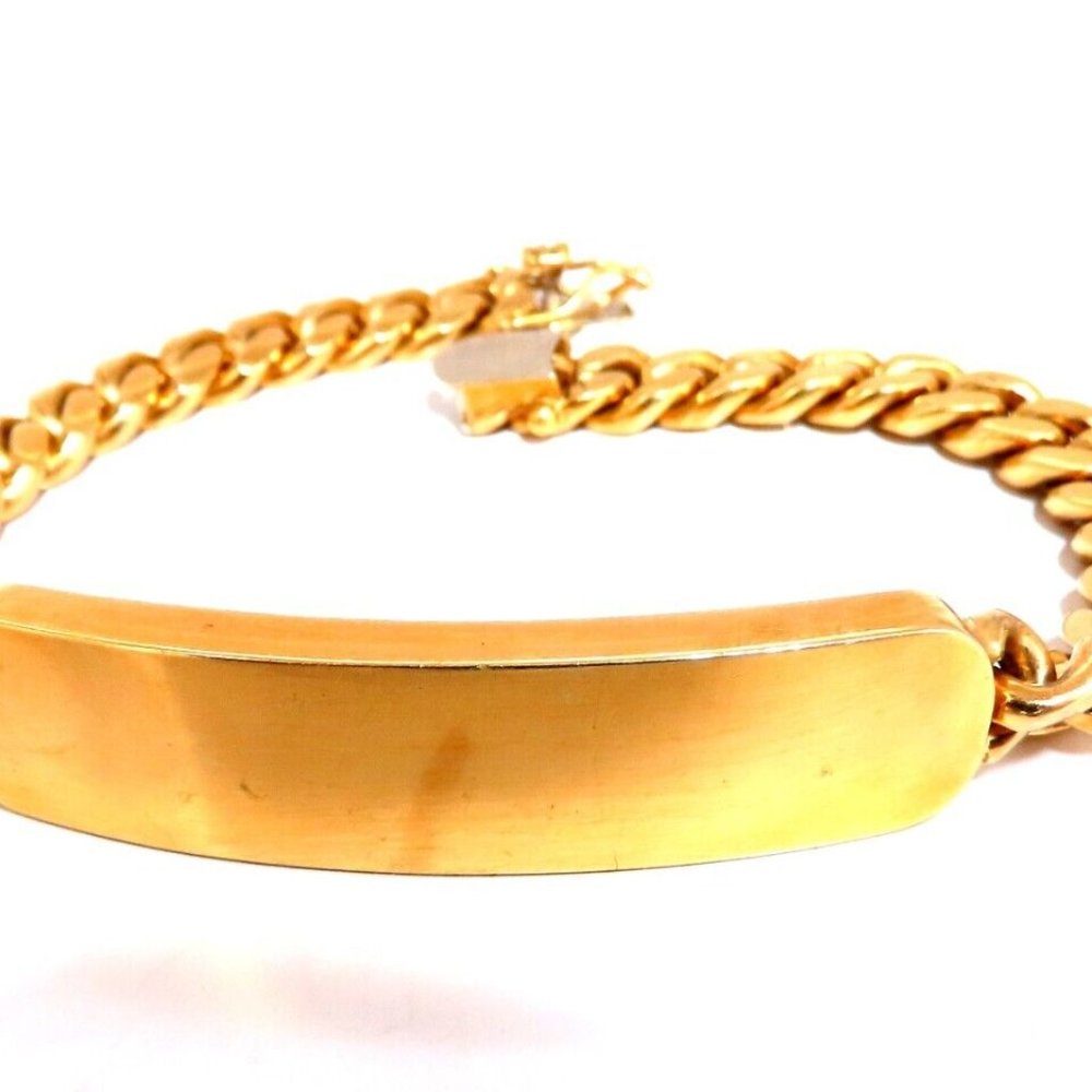 Curb Link ID Tag Bracelet 18kt 8 inch 50.5 Grams